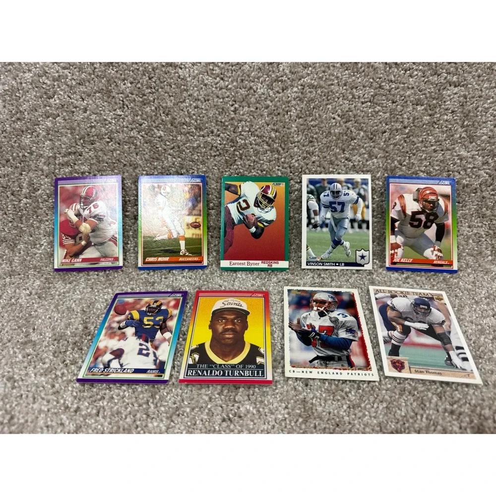 Vintage 90s Football Card Lot Score Fleer Upper Deck NFL Trading Cards 9pc
